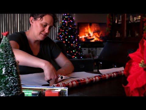 ASMR Wrapping Presents by a Crackling Fireplace | No Talking | Background ASMR