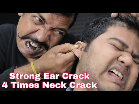 Strong Ear Cracking And 4 Times Neck Cracking By Asim Barber ASMR | Head Massage With Binaural Audio