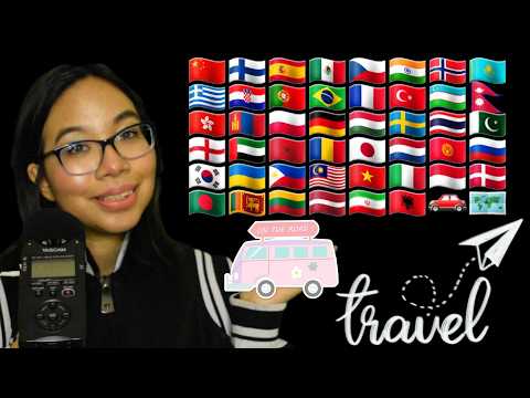 ASMR TRAVEL IN DIFFERENT LANGUAGES (Whispering, Mouth Sounds, Pink Noise) 🚗🚐 [45 Languages]