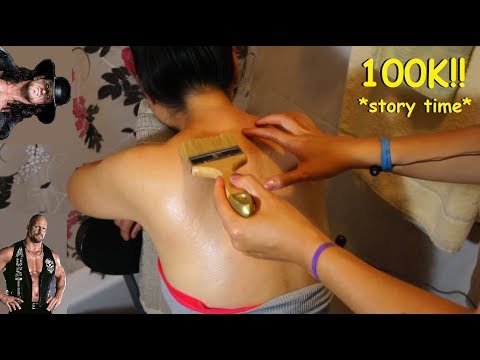 100K STORY TIME!! ASMR Back Treatment w. PEEL OFF MASK + Massage (Friday Night's WWF Family Dinners)