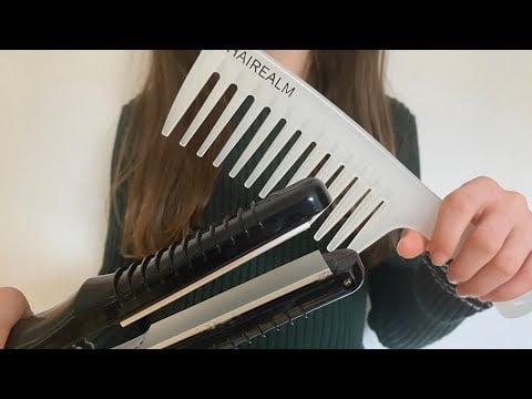 ASMR make up + straightening your hair | Lo-fi | actual camera touching | hair brushing