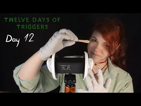 ASMR - Wooden Scoop Ear Picking- Gloves, Soft Spoken - Day 12 of 12 Days of Triggers