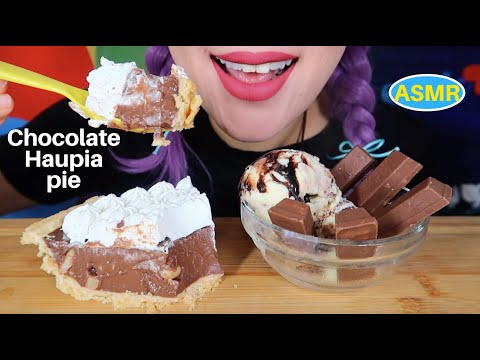 ASMR CHOCOLATE HAUPIA PIE, ICE CREAM, KIT KAT |초코렛하우피아 파이,아이스크림, 킷캣|CURIE.ASMR