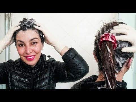 ASMR Wet Clothes Hair Wash 🧤 Latex Gloves & Puffer Jacket Soap Sounds