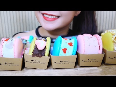 ASMR GIANT MACARON ICE CREAM SANDWICHES (SOFT ICE Eating Sounds) | LINH-ASMR