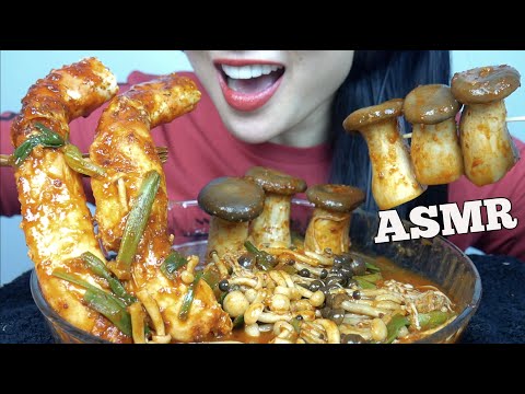 ASMR SPICY KING CRAB + ENOKI, CLAMSHELL, OYSTER MUSHROOM FEAST (EATING SOUNDS) NO TALKING | SAS-ASMR