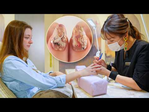 Nail Art ASMR, Quiet VIP Nail Salon in Tokyo, Goldfish and Crane Design, Real Sounds