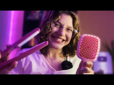 ASMR CABELEIREIRA PRANCHANDO SEU CABELO 💕