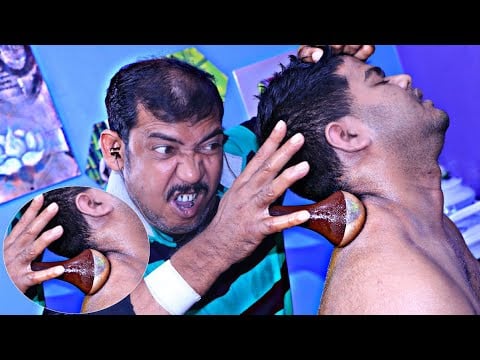 ASMR asim barber kansa massage with water drop relaxing sound | crunchy neck and ear crack