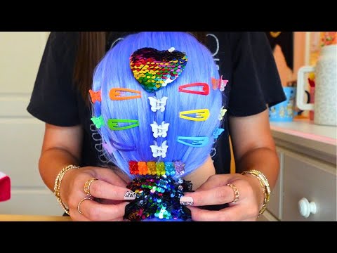 ASMR Hair Play: Brushing, Styling & Accessorizing 🌈 relaxing tingles