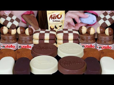 ASMR BUBBLY BABY NUTELLA PUDDING, MINI MAGNUM ICE CREAM, MILKA CHOCO WAFERS, DAIFUKU CREAM MOCHI 먹방