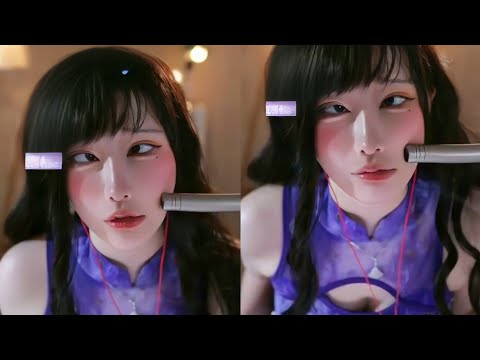 ASMR relax shop I  颜面崩坏 紫色旗袍很有韵味 口腔音 耳边吹气 搓手⭕️⭕️