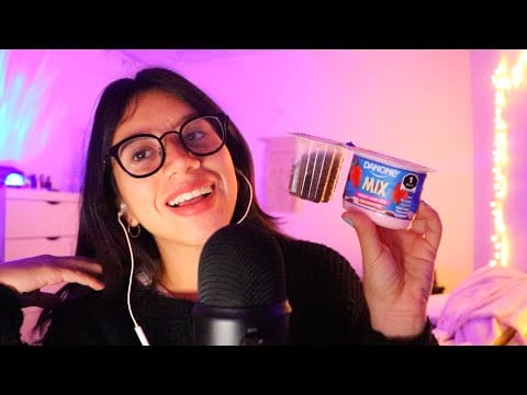 ASMR eating sounds yogurt con cereal