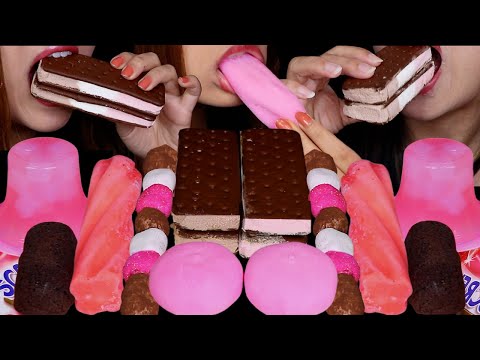 ASMR NEAPOLITAN ICE CREAM SANDWICHES, BIG PINK DAIFUKU MOCHI, MINT CHOCOLATE TWINKIE, MACARONS 먹방