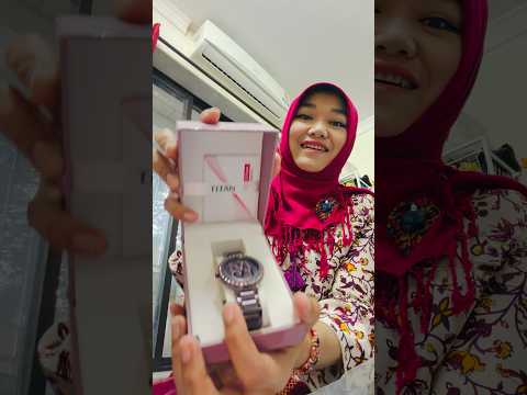 ASMR whisper - unboxing Titan purple embellished analogue watch