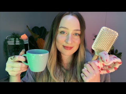 ASMR Cozy Pamper Night (Hair Brushing, Makeup & Skincare)