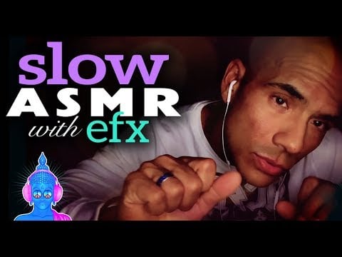 SLOW 🐌 ASMR HAND & MOUTH SOUNDS / Gentle Inaudible Whispers & Hand Movements [WITH EFX]