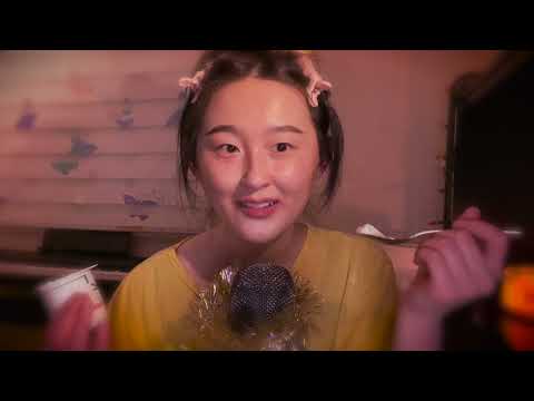 ASMR 🌄 inaudible sensitive whispers & sticky clicky reading, eating yogurt
