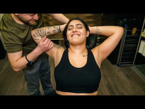 ASMR SO TICKLE ARMPIT FEMALE MASSAGE + CRACKS + head,face,ear,chest,belly,foot,leg,back,neck massage