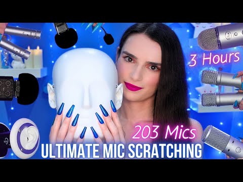 ASMR ULTIMATE Mic Scratching ⭐ 203 MICS & NAILS 💙 3 HOURS | No Talking for Sleep 😴 4K