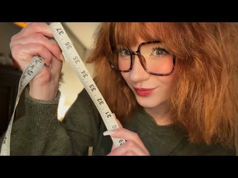 asmr mumbling and measuring 📐📝 close inaudible , unintelligible whispers / soft speaking examining 