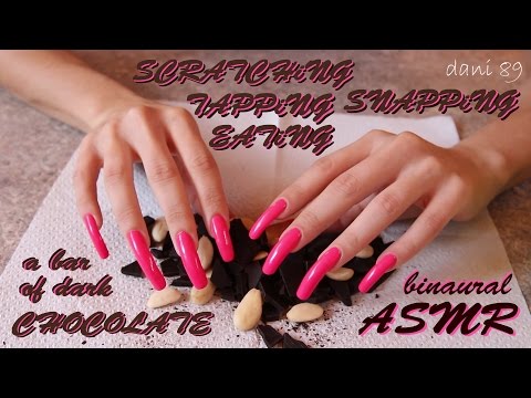 🎧 binaural ASMR 🍫 TAPPING & SCRATCHING + SNAP a bar of dark CHOCOLATE + 🔊 EATING SOUND! ✦