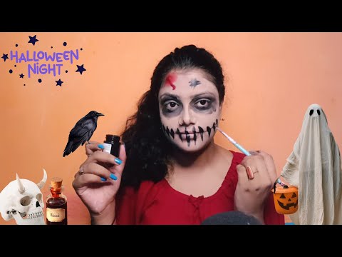 ASMR | Doing My Halloween Face Painting | 🎃👻