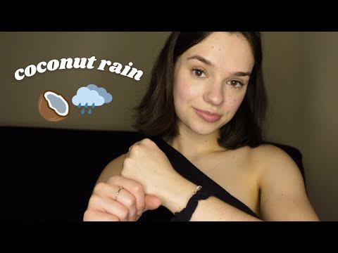 ASMR coconut rain 🥥🌧️ visual triggers, hand sounds & mouth sounds