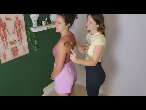 ASMR Fixing Her Thoracic Spine - Back and Shoulder *CRACKS * (Chiropractic Adjustment & Massage)