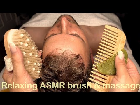 ASMR Scalp Massage, Beard and Hair Play & Dry Brushing on Male – Deep Sleep & Stress Relief Triggers