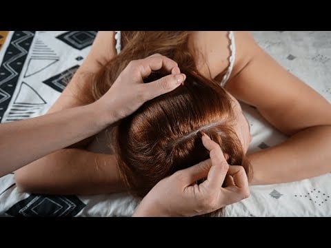 ASMR Scalp check and hair-play with parting, scratching, brushing - no talking