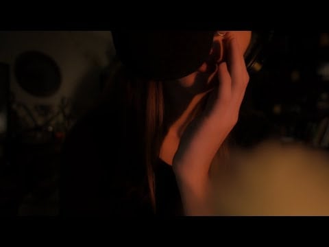 ASMR | Inaudible Whispering and Face Brushing (Slow, Rain Sounds, Dark mode)