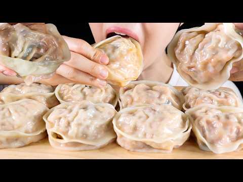 ASMR Jumbo Kimchi Dumplings | Handmade Korean Mandu | Eating Sounds Mukbang
