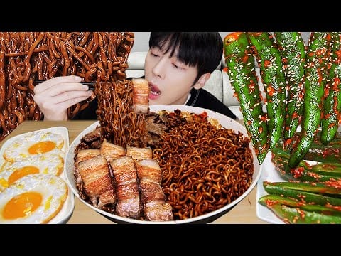 MUKBANG | 직접 만든 오이고추 김치 레시피 & 짜파게티, 한우 소고기 구이, 계란 먹방 | RECIPE KOREAN HOME FOOD