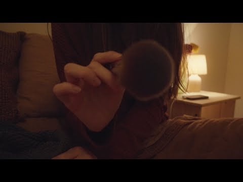 ASMR | Cozy Bedtime, Cat Purring and Face Brushing for Sleep | Brown Noise (No Talking)