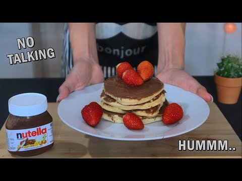 ASMR COZINHANDO E COMENDO PANQUECA AMERICANA DE NUTELLA 🥞🍫