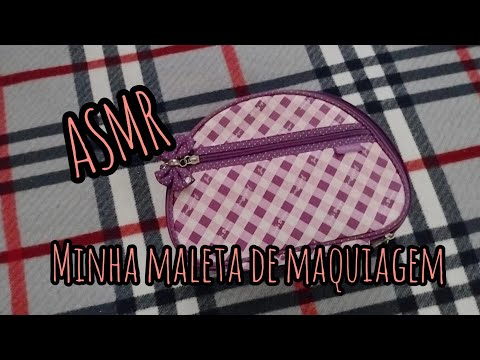 ASMR Mostrando tudo o que levo na minha maleta de maquiagem 💄❤️ #sonsdeboca #relaxar