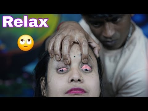 Lady Getting ASMR Head Massage From Indian Barber | Forehead Massage And Ear Massage ASMR