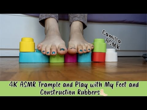 Relaxing ASMR Foot Play with Construction Rubbers