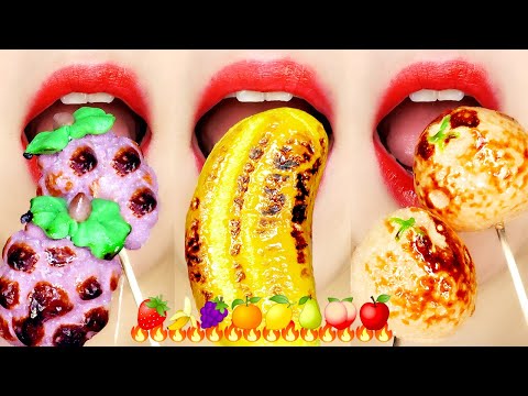 [ASMR MUKBANG] Baked Fruit Marshmallow Eating Sounds / Emoji Challenge