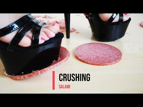 Stepping on salami with high heels #shoes #crush #asmr #legs #foot