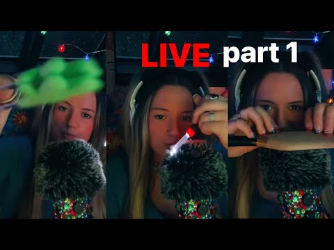 ASMR LIVE PART 1 💙🦋— wood tapping, plucking, bugs, mouth sounds, & more!