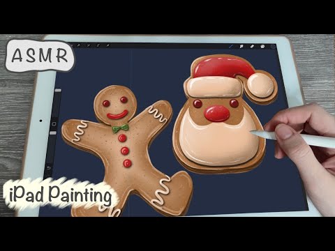 ASMR iPad Sounds - Teaching you how to Paint Christmas/Gingerbread Cookies - Whispering