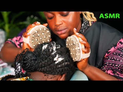 Sleep faster ASMR✨attentive scalp scratching on braids, greasing, whisper & Gum 4 divine sleep