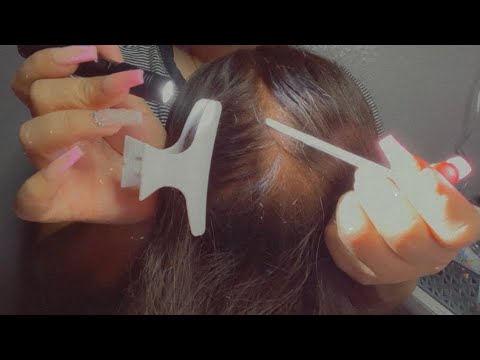 ASMR| Scalp check 💆🏼‍♀️ with tools & hair brushing- extremely satisfying 🤤💤- no talking