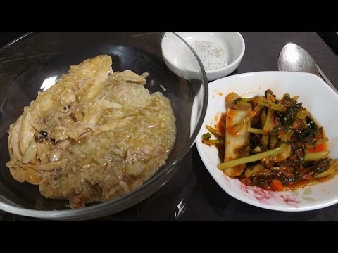 ASMR: Chicken porridge 닭죽 끈적끈적 따뜻한 먹방 Rice Porridge ,Kimchi Eating Sounds Mukbang No Talking