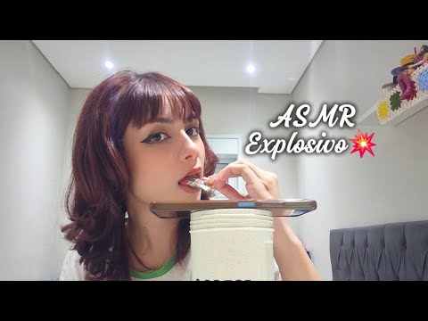 ASMR Comendo Cristais Explosivos!! 💥 (Mouth Sounds, Camera touching, eating, etc...)