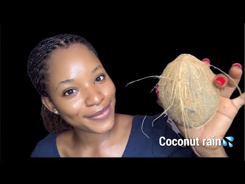 ASMR Coconut Rain 🌧️ with real coconut 🥥 (mouth sounds)