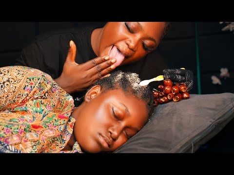 ASMR Hand Picking Hair Crust | Fake spit painting | Soft Gum Whispers |Attentive Ear & Neck  Massage