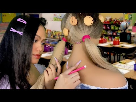ASMR Mean Girl in Middle/ Grade School Plays With Your Hair 😴+ Back Scratch & Tracing RP, light gum